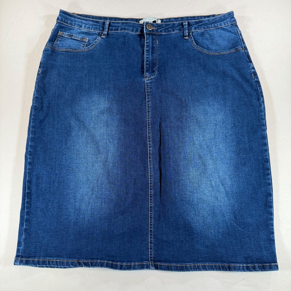Main Street Exchange Denim Skirt Women's Size 18 Blue Jean Classic